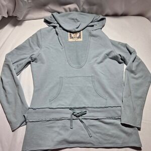 Stamp 10 Womens Hoodie Light Blue Deep V-Neck Baggy Y2K Pullover Size M‎